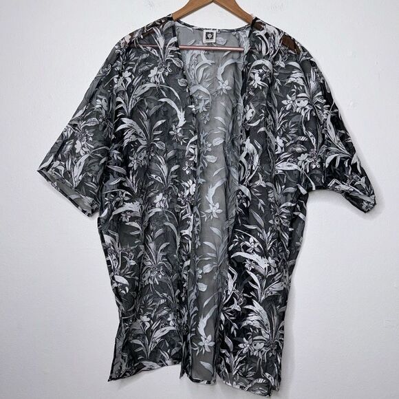 ANNE KLEIN Women's Oversized Sheer Open-Front Floral Cardigan Size S/M - Picture 4 of 10